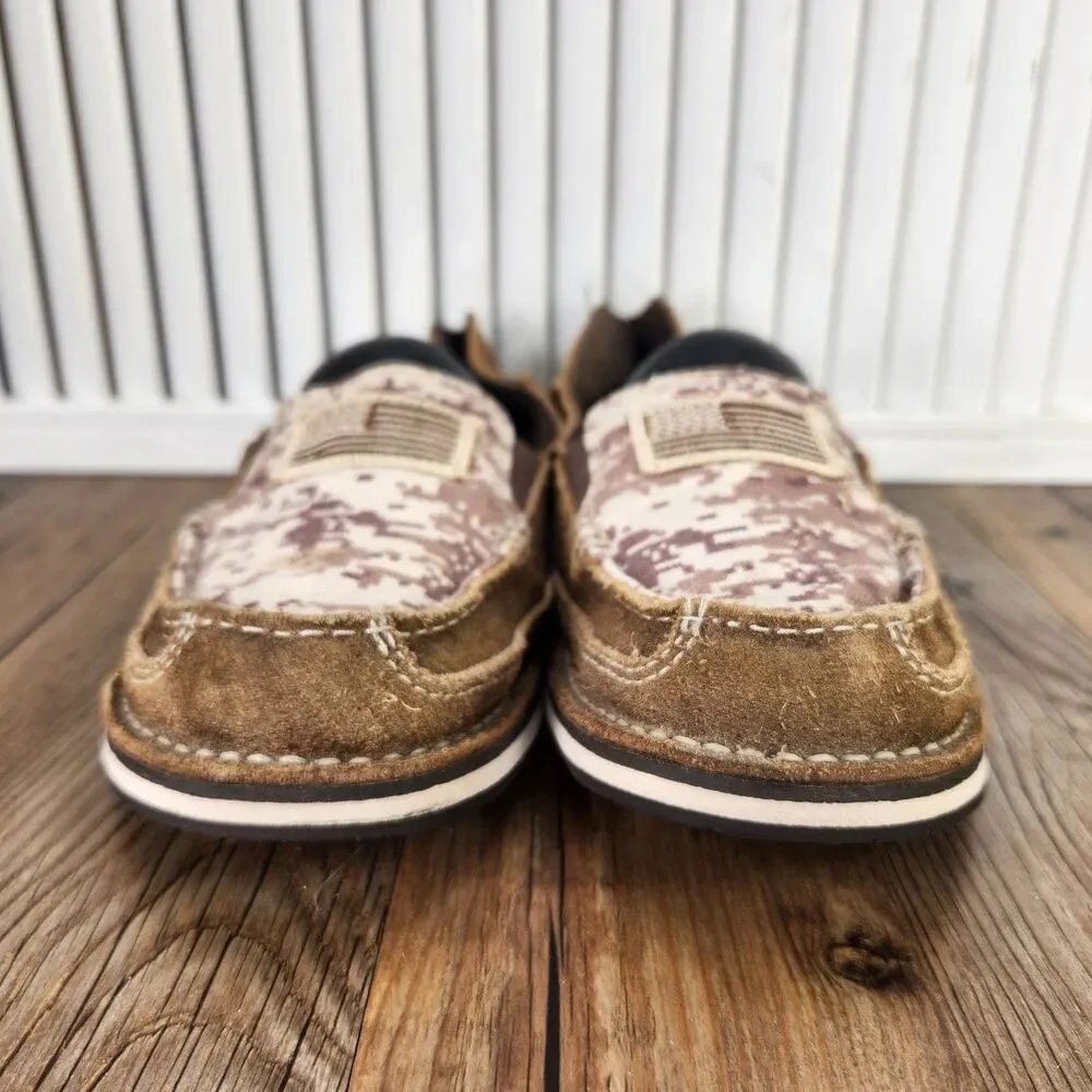 Ariat Cruiser Patriot Slip On Shoes Womens Sz 8B Brown Suede Digital Camo Loafer